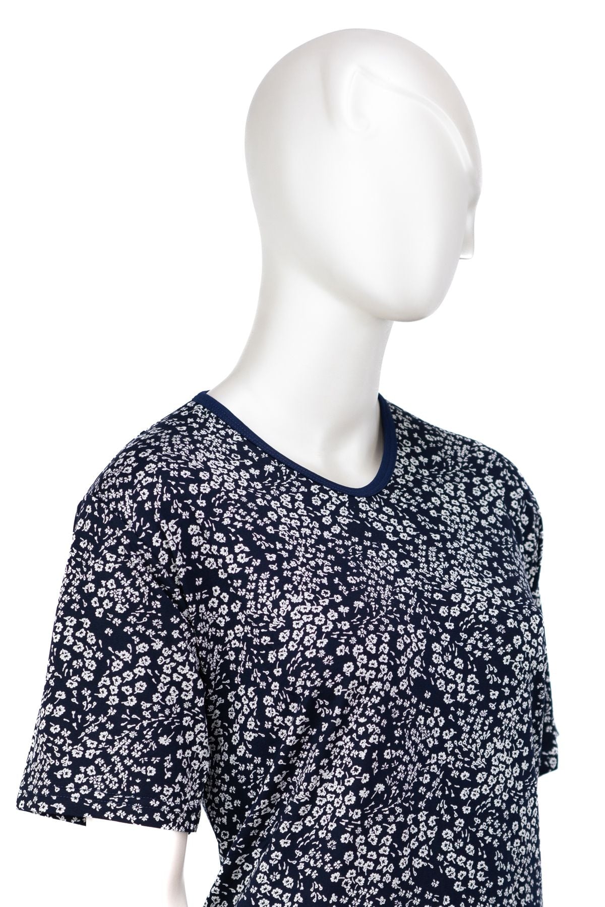 Kadın Turlu Viskon Penye Kumaş Anne Bluz Minik Papatyam Desenli Kısa Kollu Tam Kalıp Likralı